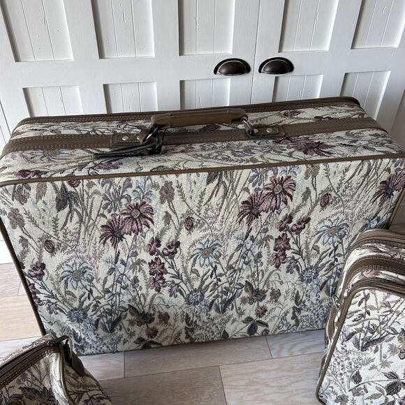 3 Piece Jordache Tapestry Vintage Luggage Set EUC Checked,Carry On, Personal 80s - Picture 12 of 16